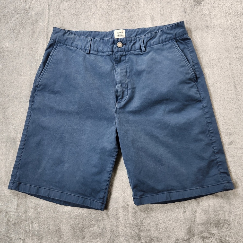 Flint And‎ Tinder Men's 34 Blue Chino Flat Front Shorts